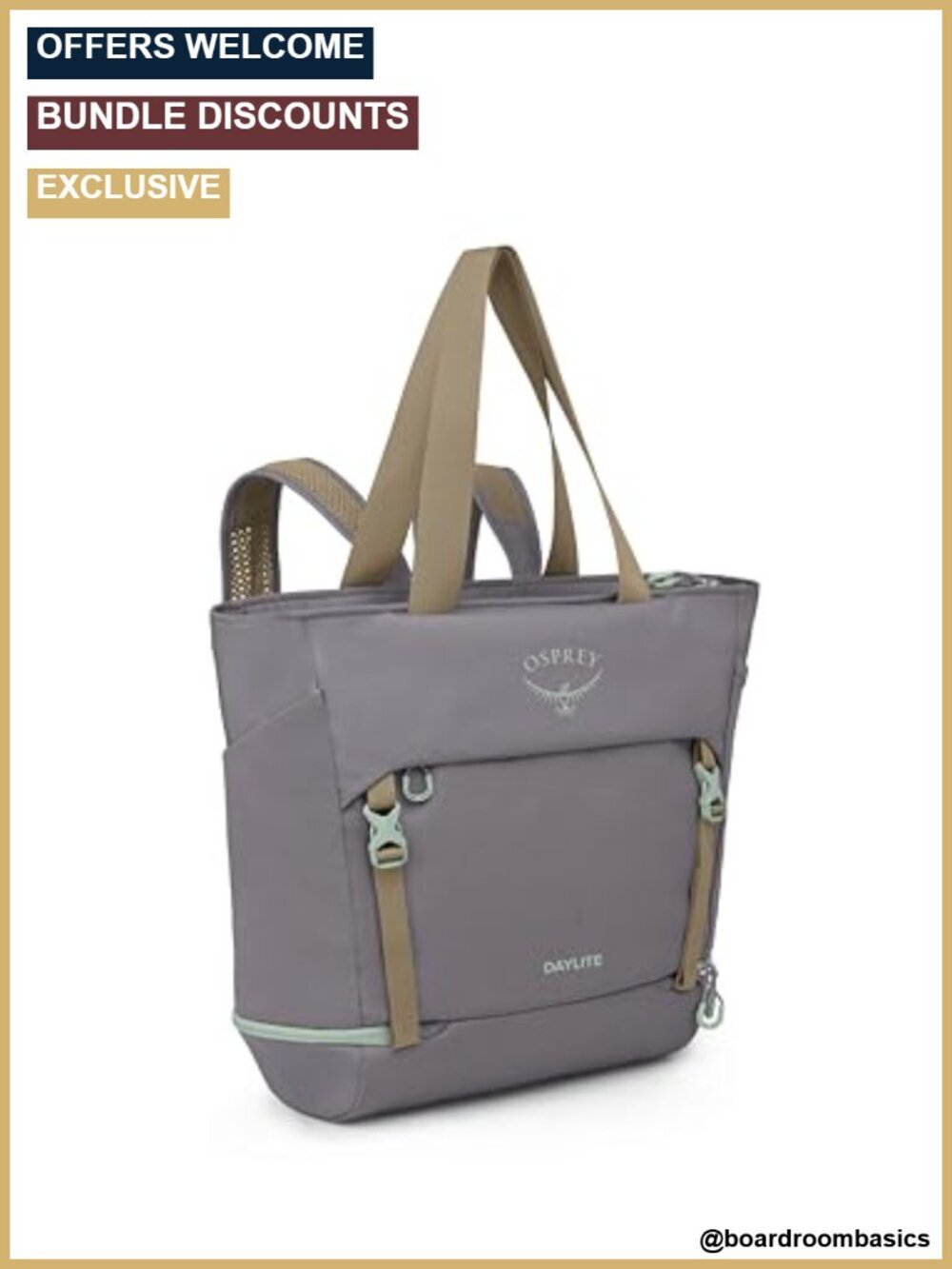Large Tote Pack with Laptop Sleeve, Yoga Mat Straps, Shoe Compartment